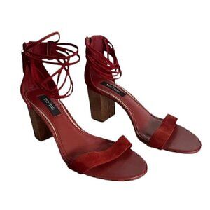 White House Black Market Rusty Red Suede Leather Sandal size 8